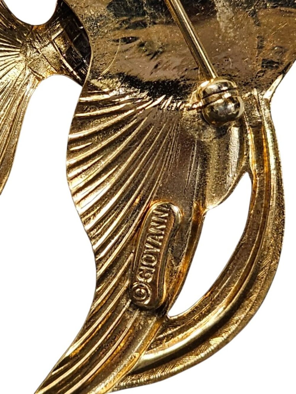GIOVANNI VINTAGE ESTATE GOLD PLATED TROPICAL ANGEL FISH BROOCH PIN - Picture 3 of 6
